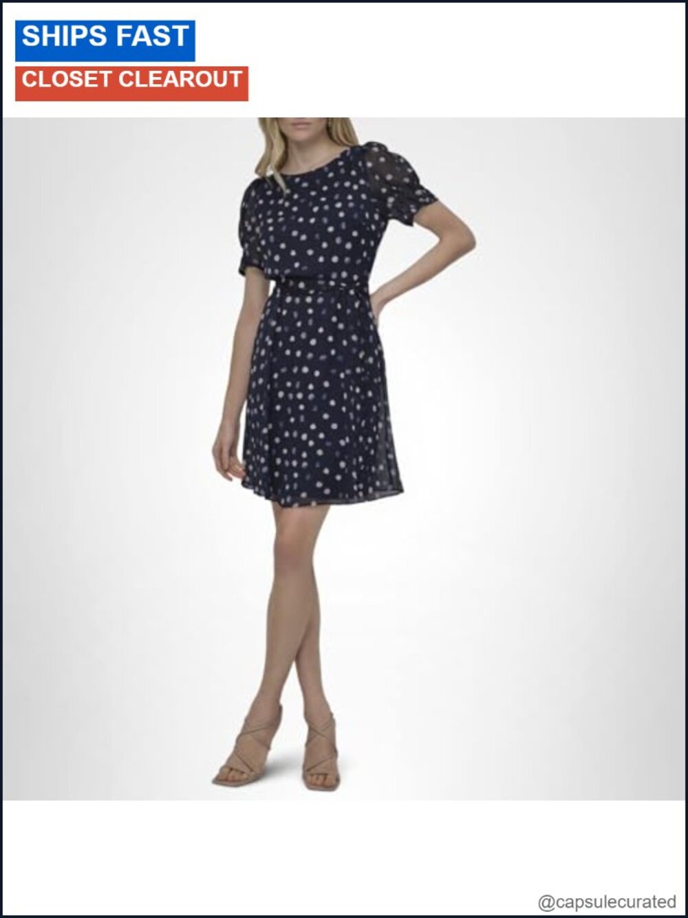 Puff Sleeve Tie Waist Mini Dress Fit & Flare